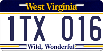 WV license plate 1TX016