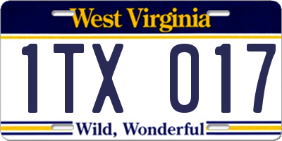 WV license plate 1TX017