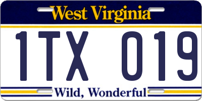 WV license plate 1TX019