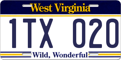 WV license plate 1TX020
