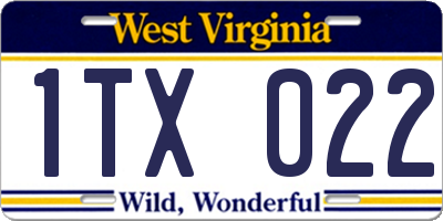 WV license plate 1TX022