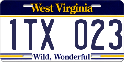 WV license plate 1TX023