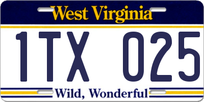 WV license plate 1TX025