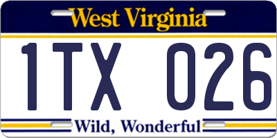WV license plate 1TX026
