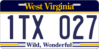 WV license plate 1TX027