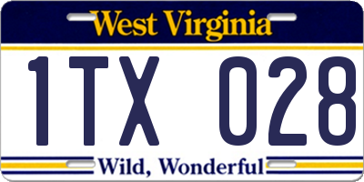 WV license plate 1TX028