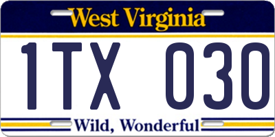 WV license plate 1TX030