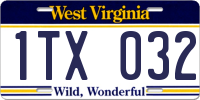 WV license plate 1TX032