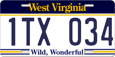 WV license plate 1TX034