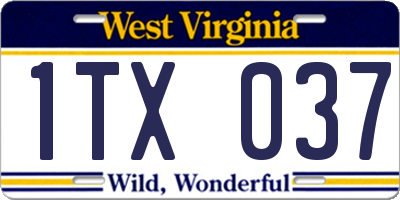 WV license plate 1TX037