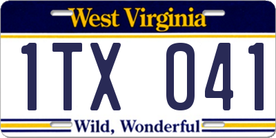 WV license plate 1TX041