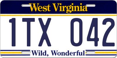 WV license plate 1TX042