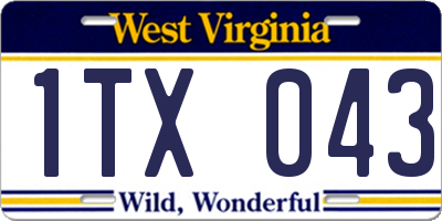 WV license plate 1TX043