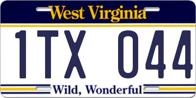 WV license plate 1TX044