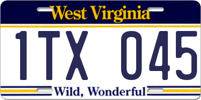 WV license plate 1TX045