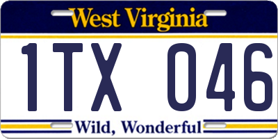WV license plate 1TX046