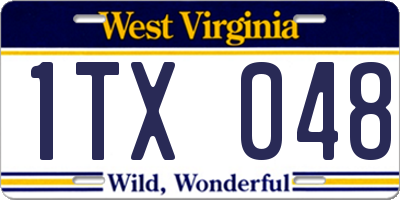 WV license plate 1TX048