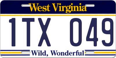 WV license plate 1TX049