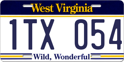 WV license plate 1TX054