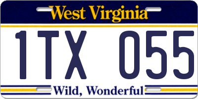WV license plate 1TX055
