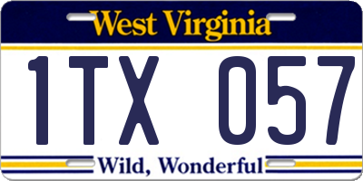 WV license plate 1TX057