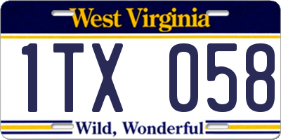 WV license plate 1TX058