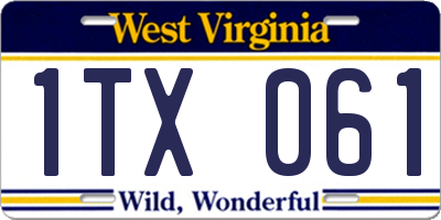 WV license plate 1TX061