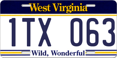 WV license plate 1TX063