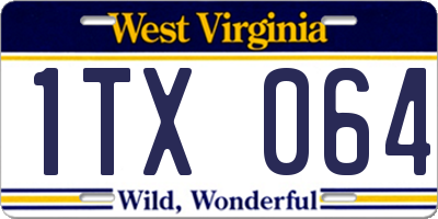 WV license plate 1TX064