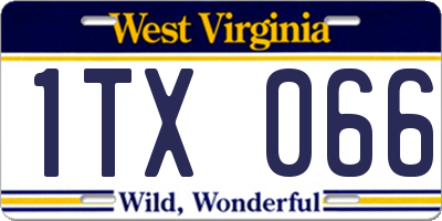 WV license plate 1TX066