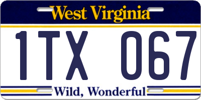 WV license plate 1TX067