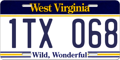 WV license plate 1TX068