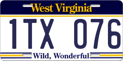 WV license plate 1TX076