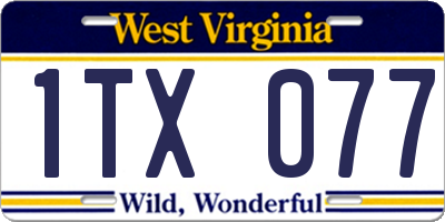 WV license plate 1TX077