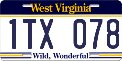 WV license plate 1TX078