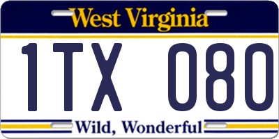 WV license plate 1TX080