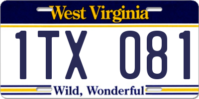 WV license plate 1TX081