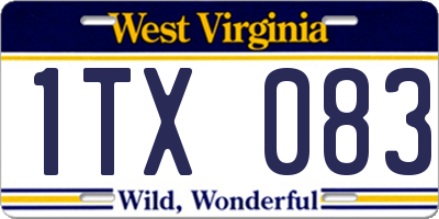 WV license plate 1TX083