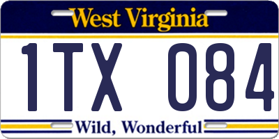 WV license plate 1TX084