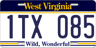 WV license plate 1TX085