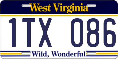 WV license plate 1TX086