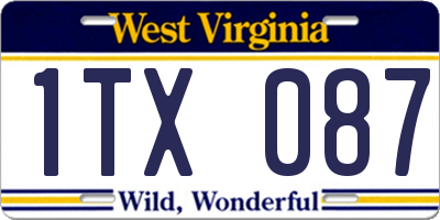 WV license plate 1TX087