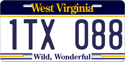 WV license plate 1TX088