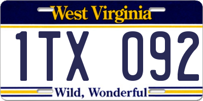 WV license plate 1TX092
