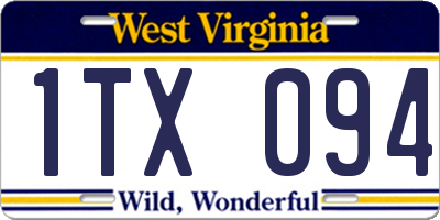 WV license plate 1TX094