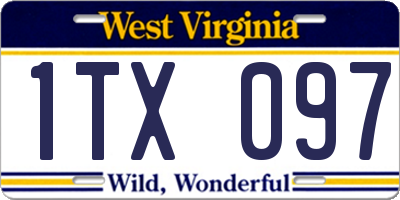 WV license plate 1TX097