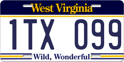 WV license plate 1TX099