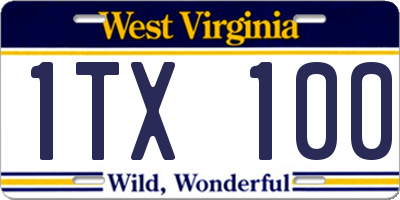 WV license plate 1TX100