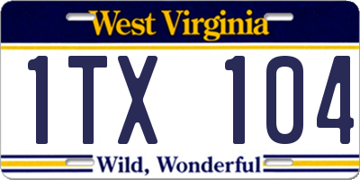 WV license plate 1TX104