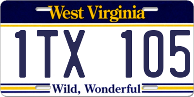 WV license plate 1TX105